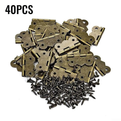 40 Pieces Antique Bronze Butterfly Hinges For Tiny Jewelry Boxes, Dollhouse Cabinets, And Miniature Woodworking Projects, 20 By 17 Mm Iron Hinges.