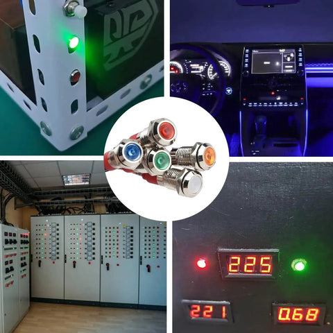 Ten Pack 220V LED Indicator Lights Waterproof Signal Lamps 12mm Mounting Hole With 15 cm Wire for panels and dashboards