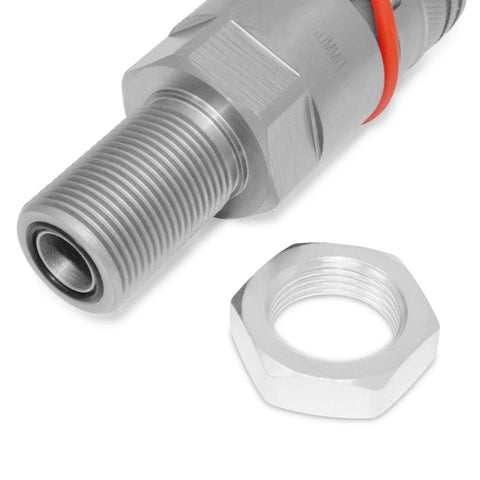 Summit Hydraulics flat-face hydraulic quick-connect coupler with 5/8 ORFS bulkhead for skid steer, silver metal