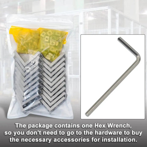 2040 Corner Bracket Kit For Aluminum Extrusion Rails, showing 20 corner brackets, 80 sliding nuts, and 1 hex wrench included