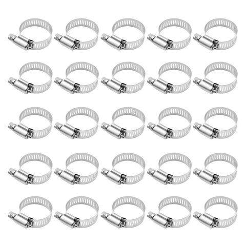 Heavy Duty Pro Grade Stainless Steel Hose Clamp Set, 25 Pcs, 304 Pro Grade, Fits 3/4 To 1-1/4 Inch 18-32mm Pipes, top view