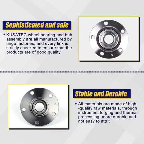 Premium 512319 Rear Wheel Bearing And Hub Assembly With ABS For Audi Q3 TT And Volkswagen Arteon Beetle Eos Golf City GTI Jetta Passat Tiguan Replacement OE Fit Heavy Duty Easy Install front view