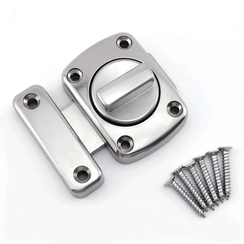 Rotary Bolt Latch Lock With Six Screws For Cabinets Windows And Bathrooms Easy Install Privacy Lock Thick Zinc Alloy Silver
