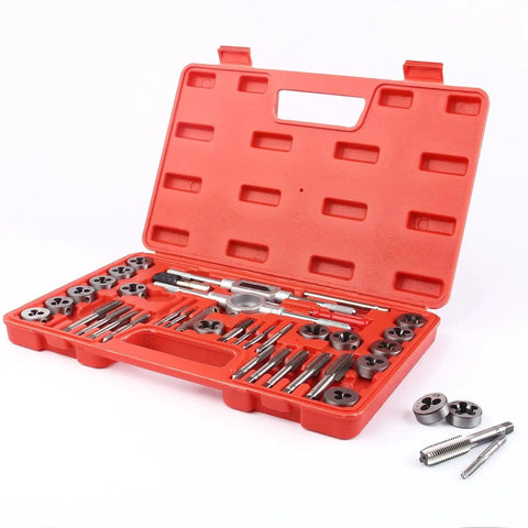 Pro Grade Tap And Die Set For Metal Threading With Metric M3 To M12 Coarse And Fine Threads 40 Piece Kit With Handles Accessories And Case