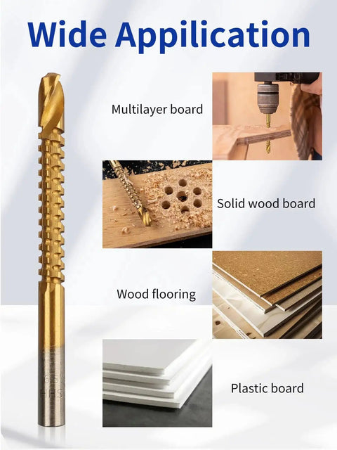 8 Pack Titanium Coated HSS Twist Drill Bits Set 3mm 4mm 5mm 6mm 6.5mm 7mm 8mm 10mm Serrated Side Cutting for wood, plastic, metal