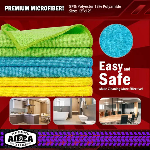 Premium Microfiber Cleaning Cloths 50 Pack For Cars Home SUV Windows And Kitchen Ultra Absorbent Quick Dry Rags 12x12 Inches vibrant colour arrangement
