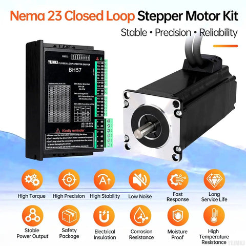 Sturdy Nema 23 Closed Loop Stepper Motor Kit With Driver for CNC and 3D Printer Robot Projects, 3.5Nm, 4.2A, 110mm Cable