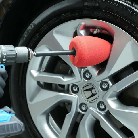 Cylindrical Drill Polishing Tool For Wheels And Hubs With Foam Sponge Pads Buffing Wheel Auto Car Rim Polisher For Mirror Finish