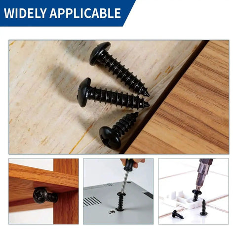 600 Piece Stainless Steel Wood And Sheet Metal Screws Set With 18 Sizes Self Tapping Phillips Pan Head Coarse Thread shown in use