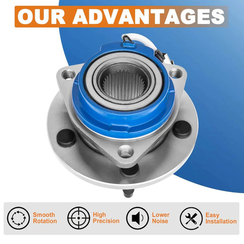 Pair Front Wheel Hub Bearing Assemblies 513121 Fits Chevy Impala 2000-2013, shown from top with blue sealing and ABS features.