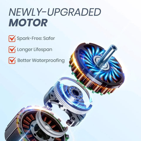 Exploded view of a newly upgraded motor for Electric Fuel Transfer Pump With Auto Stop Sensor And Leak Protection 3 GPM, showing components.