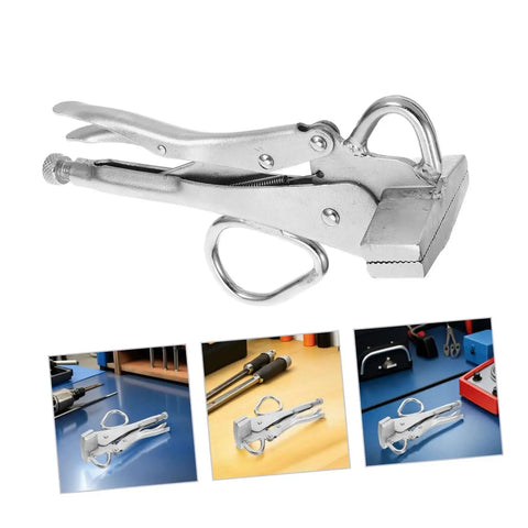 Heavy Duty Auto Body Sheet Metal Clamp Pliers With Wide Duckbill Jaw for welding, bending and pulling, secure locking mechanism.