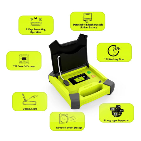 Real Time CPR Feedback AED Training Kit for First Aid Trainees and Beginners with automatic external defibrillator simulator and features
