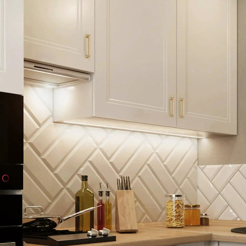 10 Pack 5 Inch Champagne Bronze Cabinet Handles Center To Center 5 Inch Solid Zinc Alloy Pulls installed on white kitchen cabinets