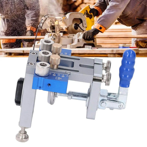 Woodworking Dowel Jig Kit Drill Guide Locator Pro Grade Adjustable Multifunctional Tool with Three Positioning Functions