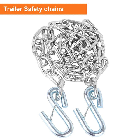 3/16 X 48 Inch Grade 30 Steel Trailer Safety Chain With Clevis Grab Hooks On Each End 3500 Lb WLL 2 Pack Universal Fit