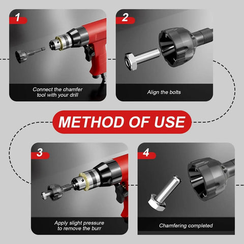 Instructions for using 2 Pack Tungsten Carbide Deburring External Chamfer Tools For Metal PVC Wood And 3D Printed Parts