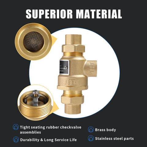 Brass backflow preventer valve, 1/2 in, dual check with atmospheric vent, model 190T012, Amazon