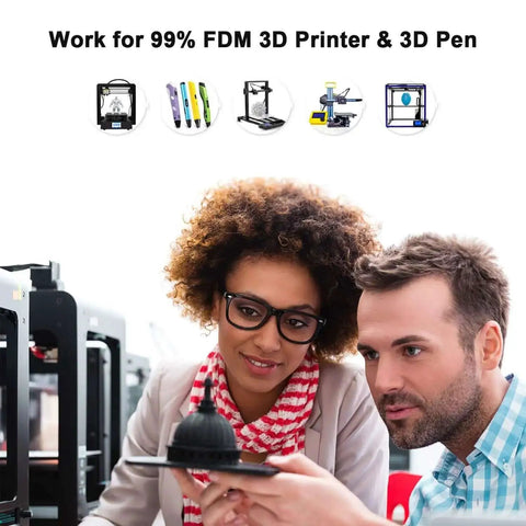 Two people examining 3D printed object, compatible with 99% FDM 3D printers, showcasing versatility of Wood Like 3D Printer Filament Dark Walnut 1.75mm PLA Real Wood Fiber Texture 1KG For Creative Projects And Home Decor Smooth Printing Low Warping Easy Winding.