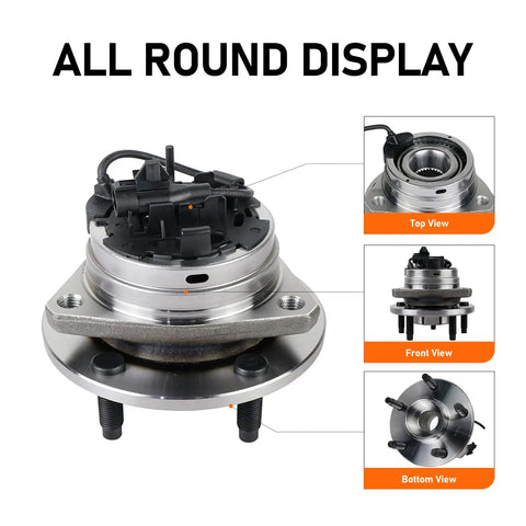 Set Of 2 Front Wheel Bearing Hub Assemblies With ABS For 04-12 Chevy Malibu, 08-10 Cobalt HHR, 05-10 Pontiac G6, 07-09 Saturn Aura, 5 Lug