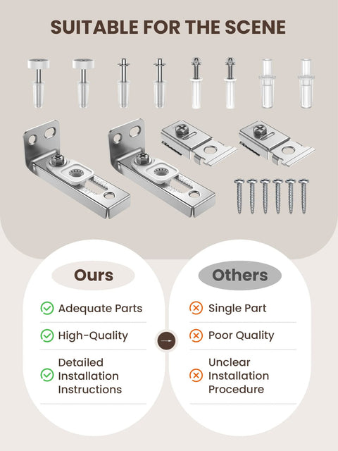 Bi-Fold Door Hardware Repair Kit 4 Pack For 7/8 To 1 Inch Track Includes Top And Bottom Pivots Brackets Guide Wheels And Mounting Fasteners DIY Friendly Replacement Parts Set For Folding Pocket Doors Barn Style Bi-Fold Closets components comparison with competitors