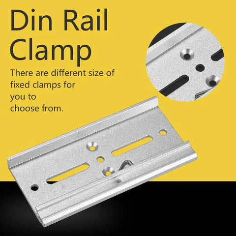 Heavy Duty 35mm Aluminum DIN Rail Fixed Clamp Mounting Clip for Relay Panels, 100mm Frosted Design, product close-up view