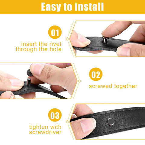 Steps to use 120 Sets Chicago Screws Kit Gun Metal Binding Screws And Rivets For Leather Craft, DIY Repair, Belts, Bags, Shoes, Purses.