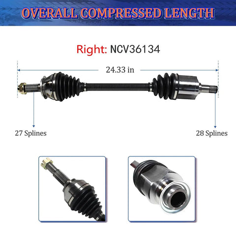 Honda CR V CV Axle Shaft Assembly Front Left And Right For 2002 2003 2004 2005 2006 2.4L CV Joint Replacement Axle details