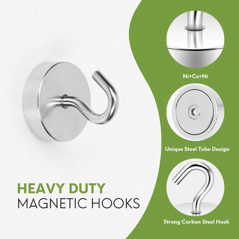 80lb Heavy Duty Magnetic Hooks For Cruise Cabins Refrigerator Grill And Travel, close-up of steel tube design