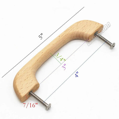10 Piece Beech Wood Unfinished Drawer Pulls For Cabinets And Furniture Replacement Handles with screws, 5 inch total length