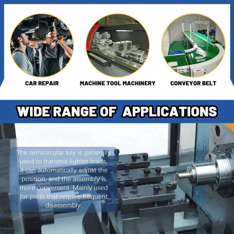 Top-Notch 205-Piece Woodruff Keys Assortment Kit for car repair, machine tool machinery, and conveyor belt applications.