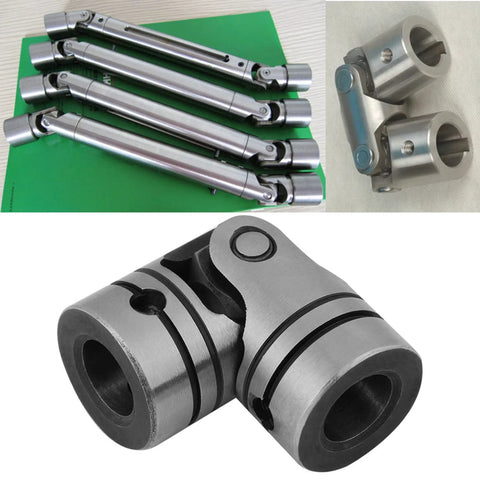 Steel shaft connector 12mm universal joint coupler; set of four long linkages with clamp housings