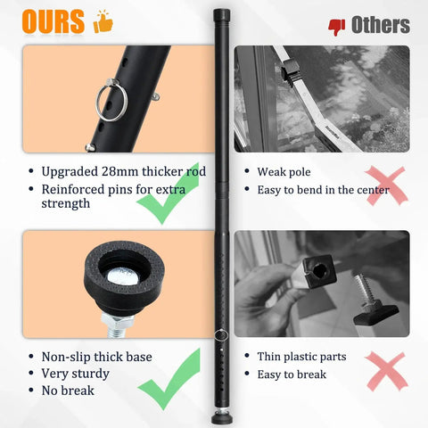 Sliding Door Security Bar Adjustable From 17 To 51 Inches Heavy Duty Interior Bar Comparison with thinner bar