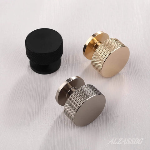 Matte Black Cabinet Knobs 15 Pack 1.2 Inch Knurled Round Kitchen Knobs for Cabinets and Drawers AL6023MB