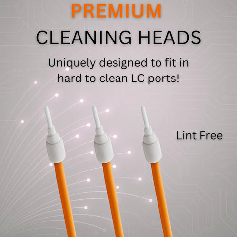 Sysotek fiber optic cleaning swabs, 3-pack with orange handles and white lint-free tips for LC ports