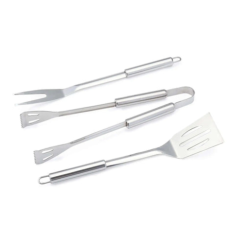 4 Piece Stainless Steel BBQ Grilling Tool Set With Carry Bag Rust-Resistant And Dishwasher Safe Includes Spatula Grill Fork Tongs