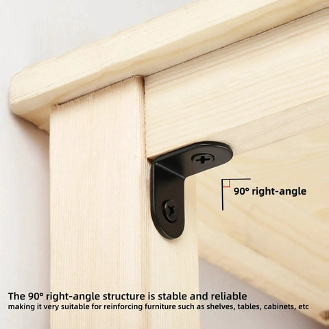 1 Inch L Brackets For Wood 20 Pack 2mm Thick Stainless Steel Corner Braces With Screws Heavy Duty shown installed on wood shelf