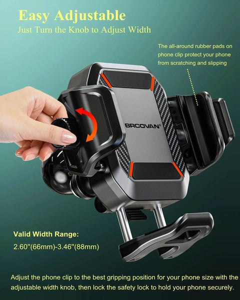 Anti-Theft Phone Mount With Vibration Dampener And 1 Second Lock Release Cam Friendly Aluminum Arm And Square Base