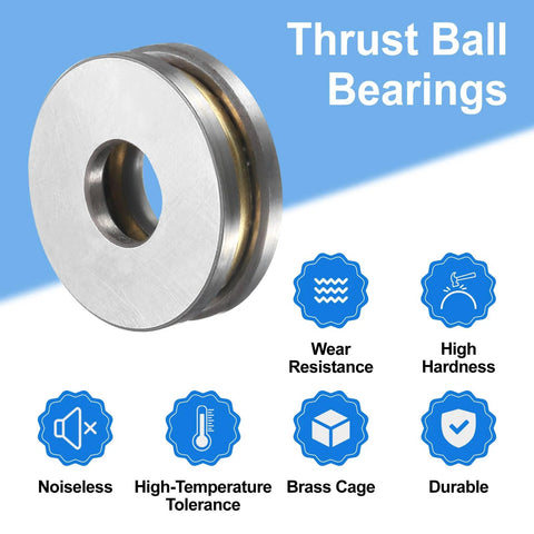 Thrust ball bearing with washers, chrome steel, 8mm x 22mm x 7mm, single direction
