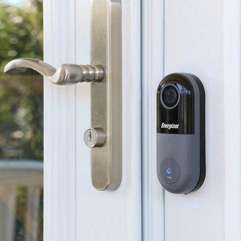 1080P Wired Video Doorbell For Real Home Security With 140 Degree Field Of View, installed beside a door handle