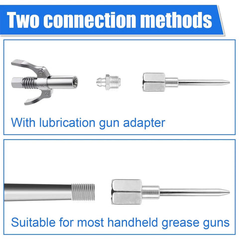 Must Have Versatile Seven Piece Grease Gun Accessory Kit With Three Nozzles One Needle Dispenser One Rubber Joint Tip