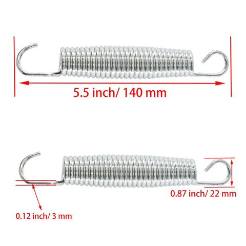Bociloy 2Pcs extended tension springs with dual hooks, 5.5 in long, 0.12 in wire dia, 0.87 in OD, replacement parts