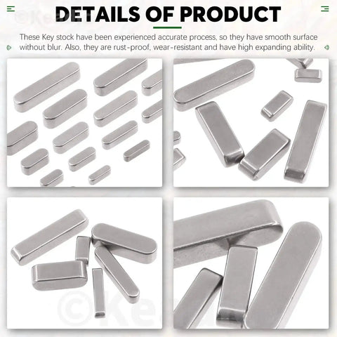 Heavy Duty Pro Grade 140Pcs Feather Keys And Woodruff Key Set 16 Sizes with rounded ends for industrial use