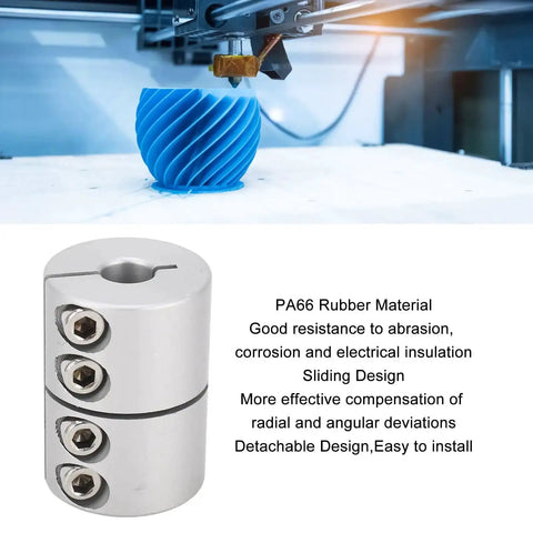 6mm To 16mm Rigid Shaft Coupling For Stepper Motors And 3D Printers, PA66 Rubber Damping Connector With Stainless Steel Housing displayed