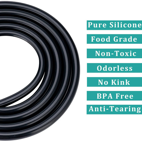 ZY-hosetube silicone tubing, 1/2 in ID x 5/8 in OD, black, food-grade silicone hose