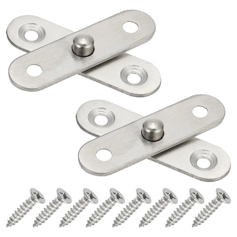 360 Degree Hidden Door Pivot Hinges Set For Secret Doors And Bookcases, 2 Pack XS Size Up Down Shaft Hardware, Slick Stainless Steel Silver Tone