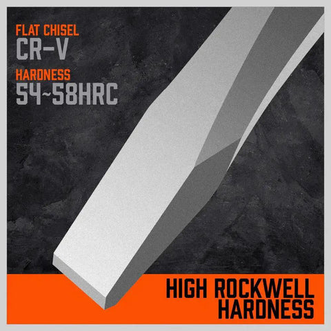 Close-up of flat chisel from 16 Piece Punch And Chisel Set With Taper Punch Cold Chisels Pin Punch Center Punch Heat Treated Chromium Vanadium.