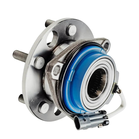 2 Front Wheel Hub Bearing Assemblies Pack for Buick LeSabre 1991-1999, Cadillac DeVille 1992-1996, Oldsmobile 88/98, Pontiac Bonneville 1992-1999, 5-lug Front Hubs with ABS Sensor Wire and 3-bolt Flange, Sealed Ball Bearing, 10-Year Warranty.