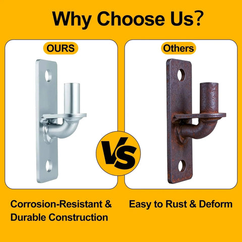 Comparison of galvanized steel hinge vs rusted hinge, showcasing the rust-proof feature of Set Of 4 Heavy Duty Wall Mount Gate Hinges With 8 Screws.
