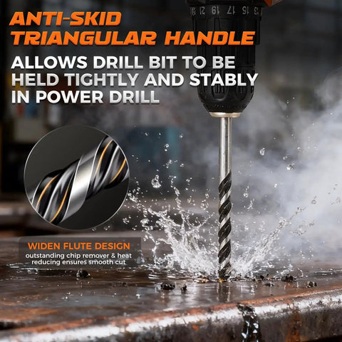 Professional Masonry Drill Bit Set For Concrete And Masonry, 10 Piece Carbide Bits in use with anti-skid handle design
